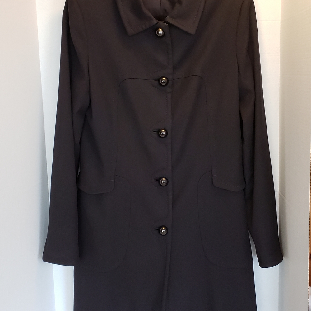 Elie Tahari Black Trench Coat Size Medium